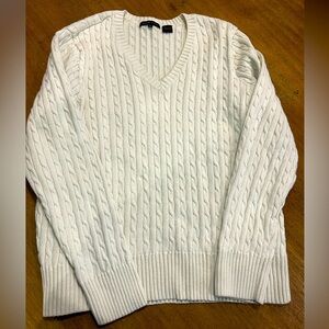 Jeanne Pierre Women’s White 100% Cotton Cable knit Sweater Size XL
